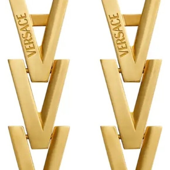 Versace NWT Authentic V-Chain Linear Drop Earrings - Picture 1 of 1